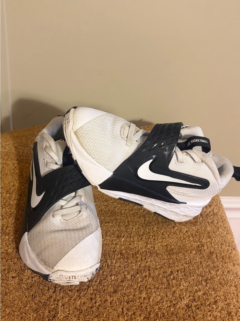 Nike Kids White and Black Slip-On Basketball Sneakers